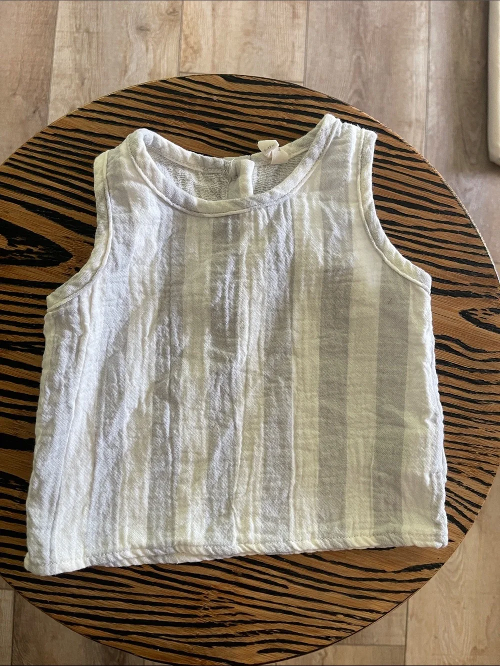 Quincy Mae Stripe Sleeveless Set - Light Cream & Light Gray